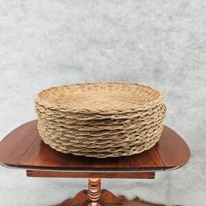 Vintage Wicker‎ Charger Picnic Plate Holders 10" Set of 10 Made in Hong Kong